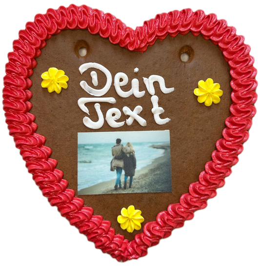 Lebkuchenherz mit Text & Foto