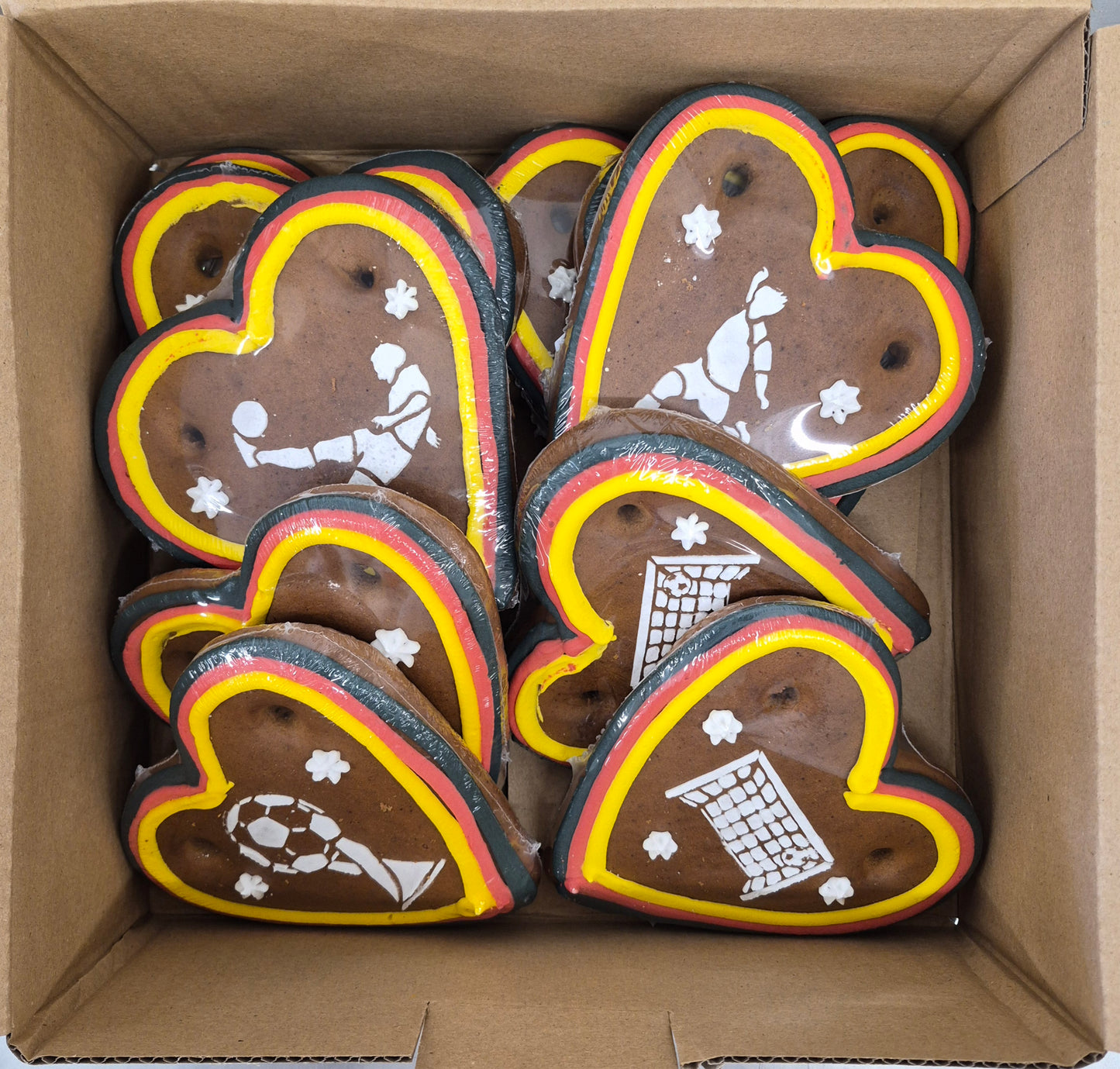 Lebkuchenherz Mischkarton XXS (14cm) – Fussball Deutschland Herzen - 10 Stück