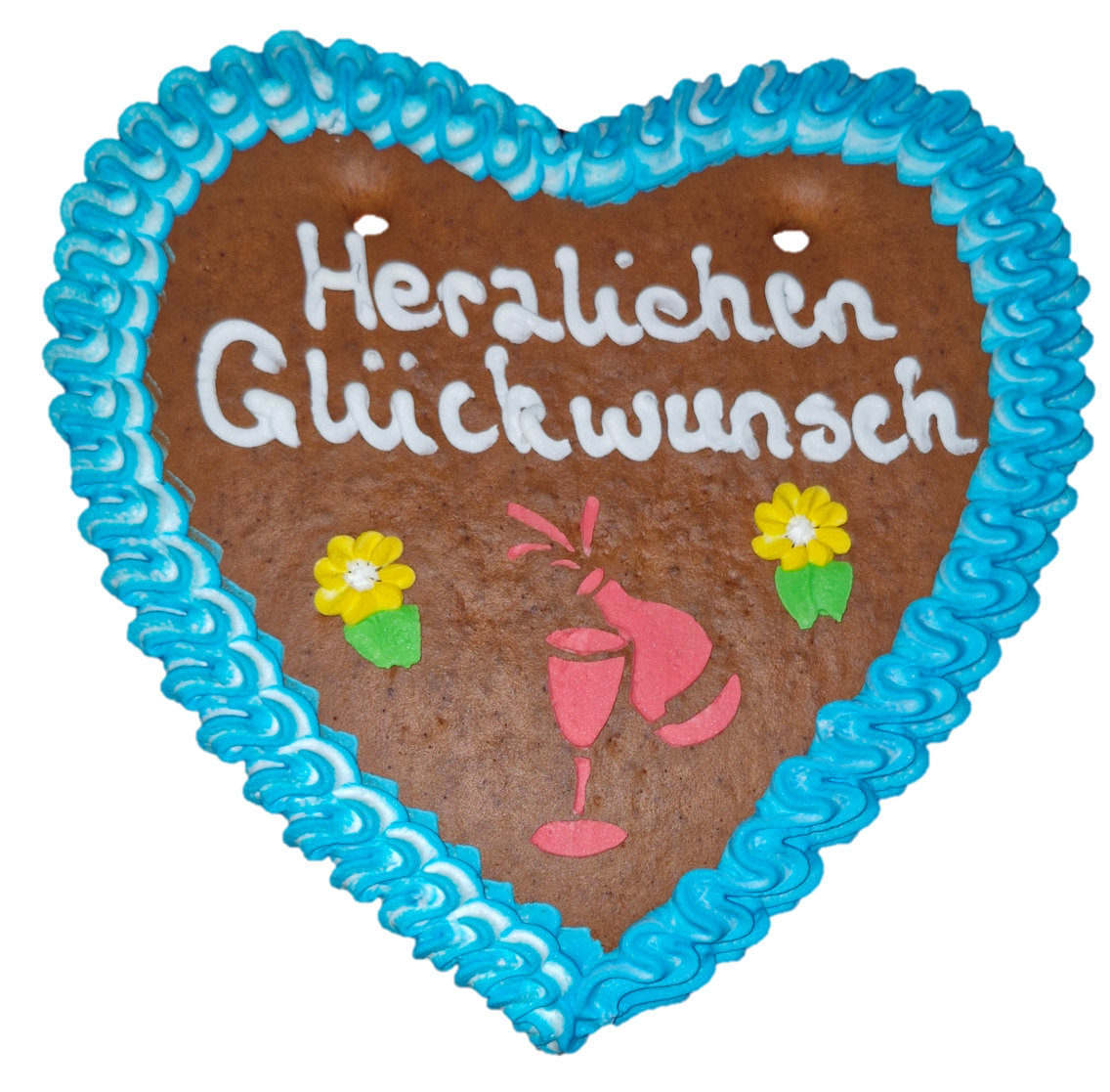 Lebkuchenherz M (24x22cm), Herzlichen Glückwunsch blau