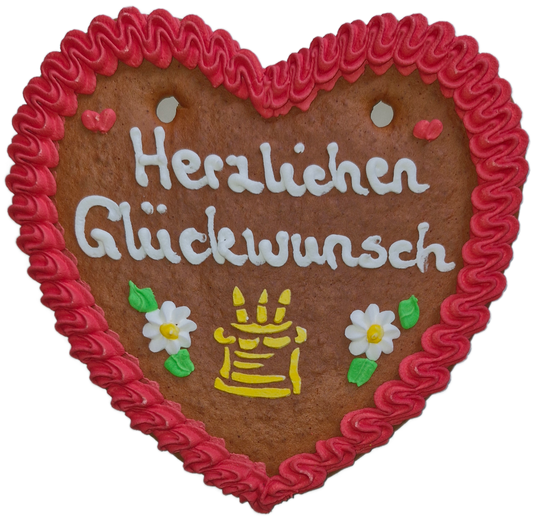 Lebkuchenherz M (24x22cm), Herzlichen Glückwunsch rot