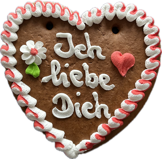 Lebkuchenherz M (24x22cm), Ich liebe Dich rotweiss