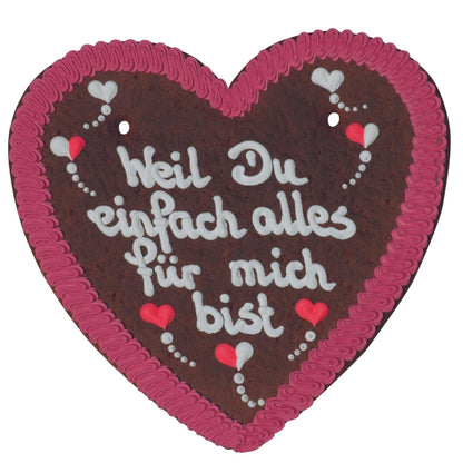Lebkuchenherz XXL (46x43cm), Weil Du einfach alles für mich bist - Lebkuchenherz.de