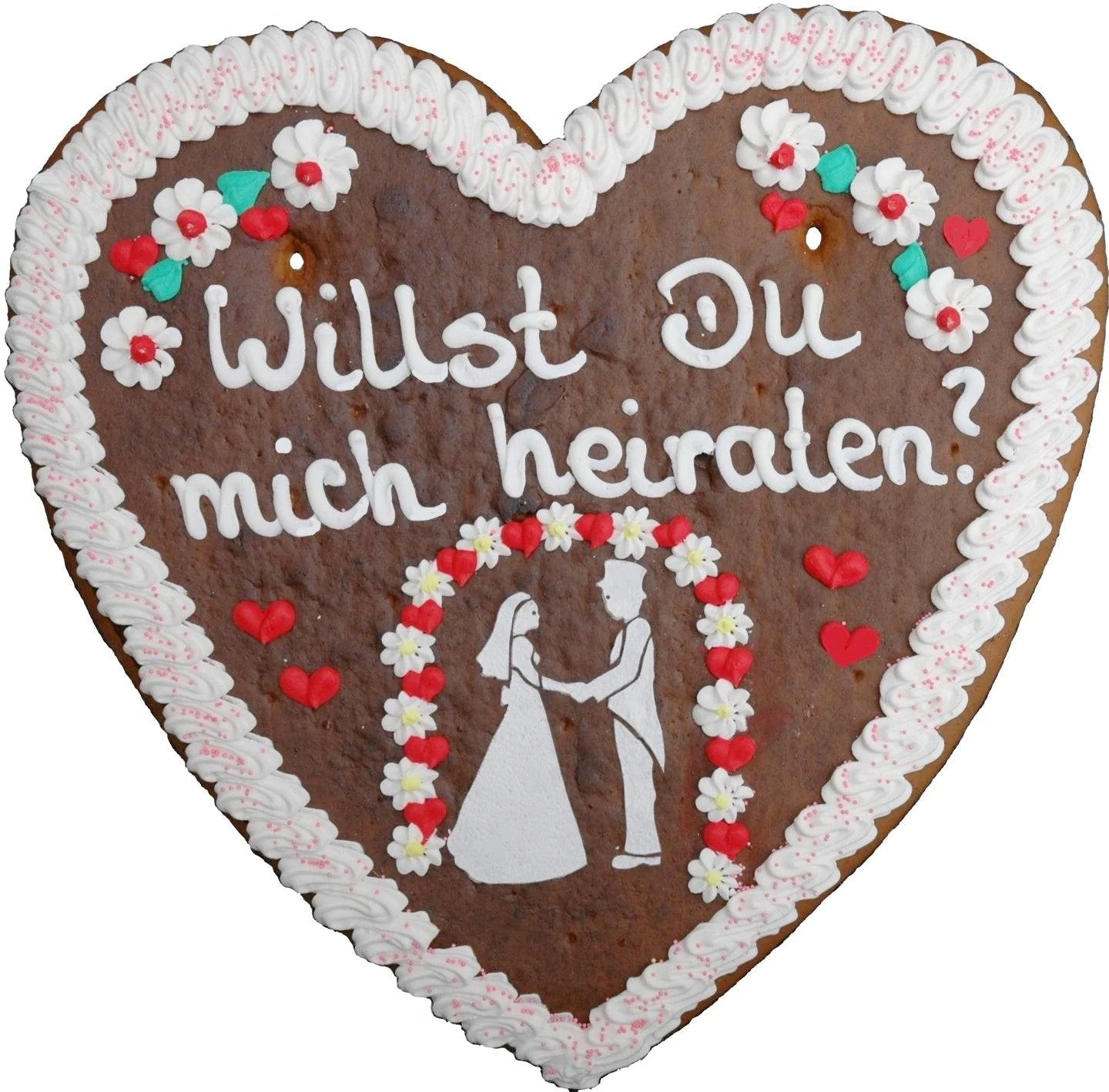 Lebkuchenherz XXL (46x43cm), Willst Du mich heiraten ? - Lebkuchenherz.de