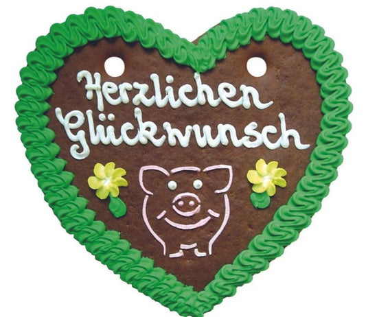 Lebkuchenherz M (24x22cm), Herzlichen Glückwunsch - Lebkuchenherz.de