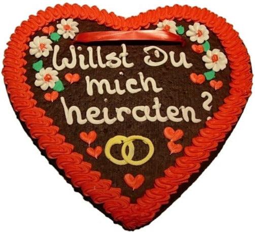 Lebkuchenherz XL (36x34cm), Willst Du mich heiraten? - Lebkuchenherz.de