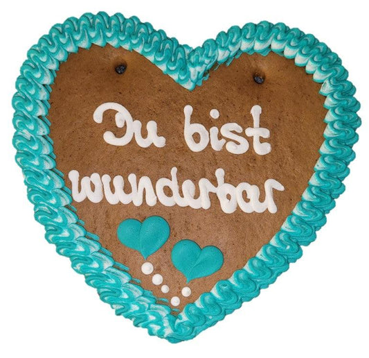 Lebkuchenherz M (24x22cm), Du bist wunderbar - Lebkuchenherz.de