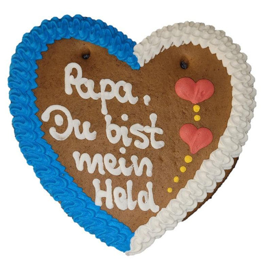 Lebkuchenherz M (24x22cm), Papa Du bist mein Held - Lebkuchenherz.de